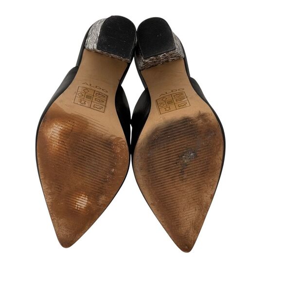 Aldo Etalisien Snakeskin Vegan Leather Slip on Block Mule Booties size 7 - Picture 9 of 10